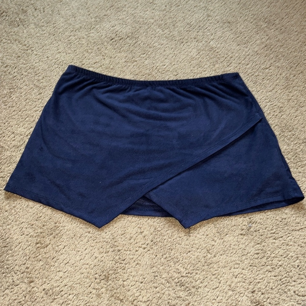 Navy Blue Suede Envelope Skort